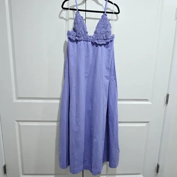 New Free People - XL - Crochet Lovey Maxi Dress In Periwinkle - Picture 4 of 7